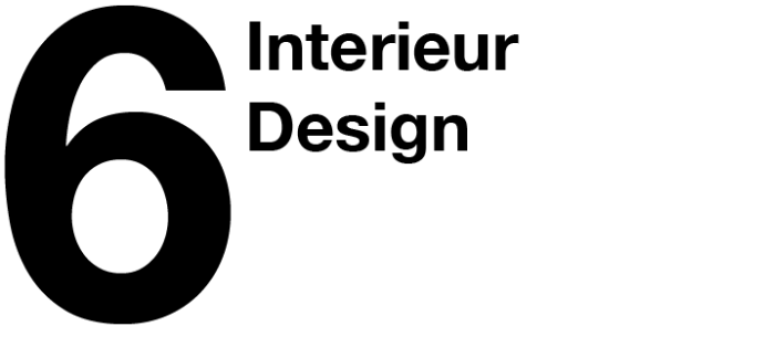 6 interior design black 6 and writing in black stating interior design