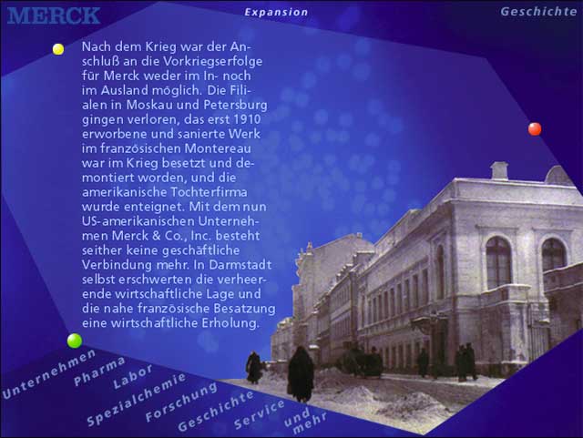 sexagon in blue color with a white text and an ancient building. there are elements buzzing around