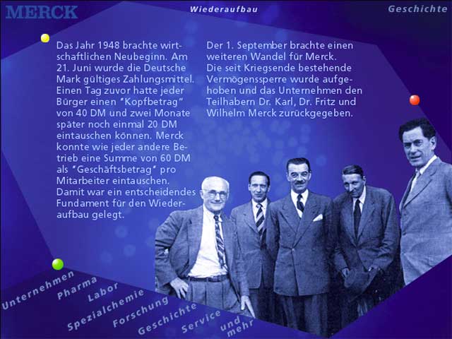 sexagon in blue color with a white text and a group of middle-aged caucasian men in black and white. there are elements buzzing around