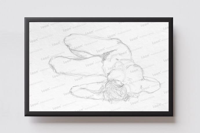 drawing of a nude woman lying on her back 