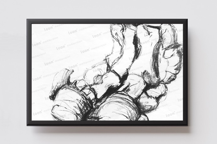 macro drawing of dinosaur foot skeleton, roughly drawn