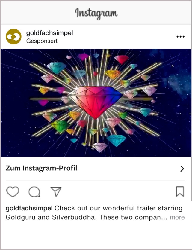 instagram post for goldfachsimpel precious metal traders and consultants instagram post, cosmos, stars, blue sky, universe, shining diamond, gemstones, goldguru und silberbuddha